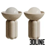 High-quality 3D model set of Half Sphere lamps by Lisa Allegra with textured stone bases and milky white glass globes