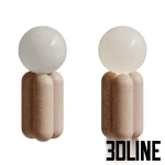 High-quality 3D model set of Half Sphere lamps by Lisa Allegra with textured stone bases and milky white glass globes