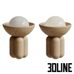 High-quality 3D model set of Half Sphere lamps by Lisa Allegra with textured stone bases and milky white glass globes