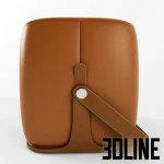 High-end 3D model set of Hermès Les Necessaires modular ottomans with leather trim and decorative straps