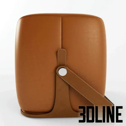 High-end 3D model set of Hermès Les Necessaires modular ottomans with leather trim and decorative straps