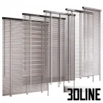 High-resolution 3D model set of wooden horizontal blinds with adjustable slats for realistic interior window rendering