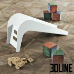 High-resolution 3D model of Jelanie Kids Slide (Jupiduu) with accompanying wooden toy truck and colorful velvet blocks