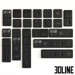 High-resolution 3D model set of Jung CD 500 black electrical switches, sockets, and smart home control panels