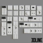 High-resolution 3D model set of Jung CD 500 black electrical switches, sockets, and smart home control panels