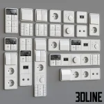 High-resolution 3D model set of Jung CD 500 black electrical switches, sockets, and smart home control panels