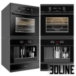 High-resolution 3D model set of Küppersbusch built-in convection oven and espresso machine in multiple finishes (black, white, steel)