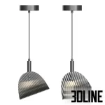 High-resolution 3D model of Lampatron GASPAR AB pendant lamp with ribbed glass shade and matte black cylinder body