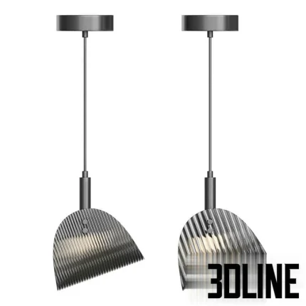High-resolution 3D model of Lampatron GASPAR AB pendant lamp with ribbed glass shade and matte black cylinder body