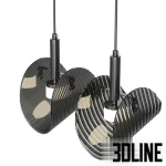 High-resolution 3D model of Lampatron GASPAR AB pendant lamp with ribbed glass shade and matte black cylinder body