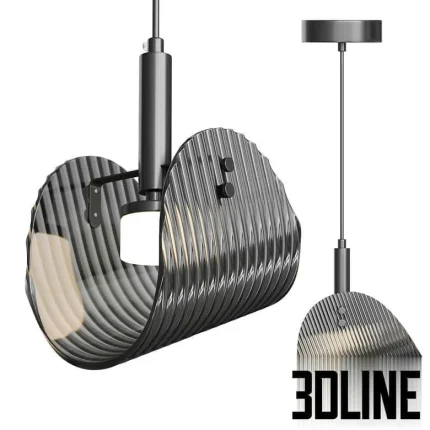High-resolution 3D model of Lampatron GASPAR AB pendant lamp with ribbed glass shade and matte black cylinder body