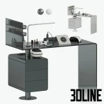 High-detail 3D model of Mano professional manicure table with glass top, storage cabinets, and nail polish display