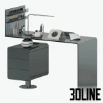 High-detail 3D model of Mano professional manicure table with glass top, storage cabinets, and nail polish display