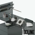 High-detail 3D model of Mano professional manicure table with glass top, storage cabinets, and nail polish display