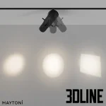 High-resolution 3D model of Gala adjustable track light spot fixture by Maytoni in matte black finish for modern commercial lighting