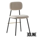 High-quality 3D model of Miami dining chair by Mambo Unlimited Ideas with curved upholstered back and thin black metal legs