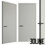 High-resolution 3D model set of modern interior doors with minimalist frame and lever handles in multiple color finishes