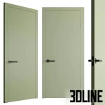 High-resolution 3D model set of modern interior doors with minimalist frame and lever handles in multiple color finishes