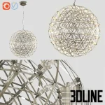 High-resolution 3D model of Moooi Raimond R61 suspended lamp with detailed geodesic metal sphere frame and embedded LED lights