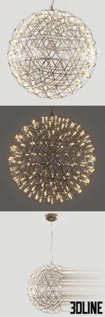 High-resolution 3D model of Moooi Raimond R61 suspended lamp with detailed geodesic metal sphere frame and embedded LED lights