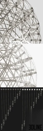 High-resolution 3D model of Moooi Raimond R61 suspended lamp with detailed geodesic metal sphere frame and embedded LED lights