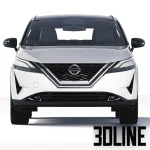 High-resolution 3D model of 2022 Nissan Qashqai SUV in white finish for exterior street and architectural visualization