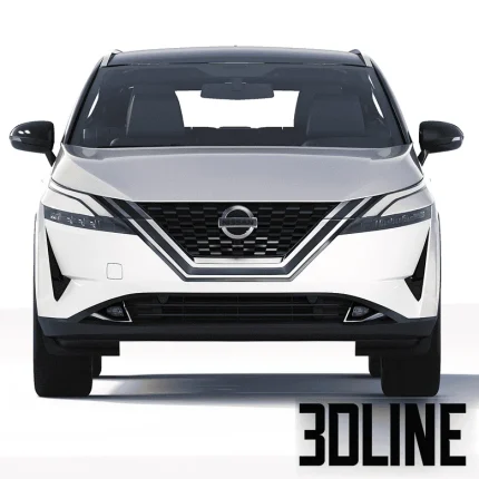High-resolution 3D model of 2022 Nissan Qashqai SUV in white finish for exterior street and architectural visualization