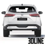 High-resolution 3D model of 2022 Nissan Qashqai SUV in white finish for exterior street and architectural visualization