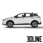 High-resolution 3D model of 2022 Nissan Qashqai SUV in white finish for exterior street and architectural visualization