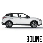 High-resolution 3D model of 2022 Nissan Qashqai SUV in white finish for exterior street and architectural visualization