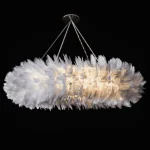 High-resolution 3D model of Pero White feather round chandelier with soft light diffusion for luxury interior visualization