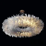 High-resolution 3D model of Pero White feather round chandelier with soft light diffusion for luxury interior visualization