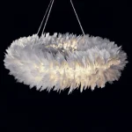 High-resolution 3D model of Pero White feather round chandelier with soft light diffusion for luxury interior visualization