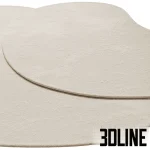 High-quality 3D model of a plain irregular shaped wool rug (Zara Home) with subtle texture for minimalist living room visualization