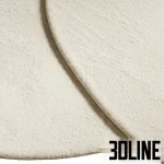 High-quality 3D model of a plain irregular shaped wool rug (Zara Home) with subtle texture for minimalist living room visualization