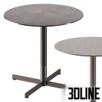 High-quality 3D model of Poltrona Frau Bob Bistrot round table with minimalist cross-shaped base and dark tabletop