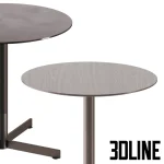 High-quality 3D model of Poltrona Frau Bob Bistrot round table with minimalist cross-shaped base and dark tabletop