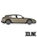 High-resolution 3D model of Porsche Taycan Turbo S Cross Turismo 2021 electric car in metallic brown finish