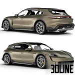 High-resolution 3D model of Porsche Taycan Turbo S Cross Turismo 2021 electric car in metallic brown finish