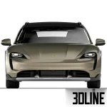 High-resolution 3D model of Porsche Taycan Turbo S Cross Turismo 2021 electric car in metallic brown finish
