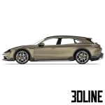 High-resolution 3D model of Porsche Taycan Turbo S Cross Turismo 2021 electric car in metallic brown finish