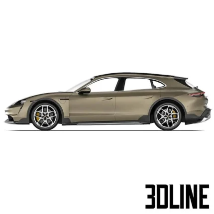 High-resolution 3D model of Porsche Taycan Turbo S Cross Turismo 2021 electric car in metallic brown finish