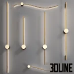 High-resolution 3D model set of REIDI linear LED wall lights by Lampatron with black metal bodies for modern interior lighting