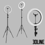 High-detail 3D model of a Ring Light LED USB with adjustable tripod stand for professional photography and makeup application