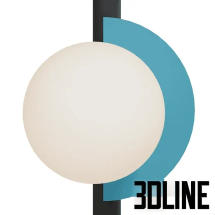 High-quality 3D model of Sepia vertical pendant lamp with white glass globes and colorful geometric metal discs