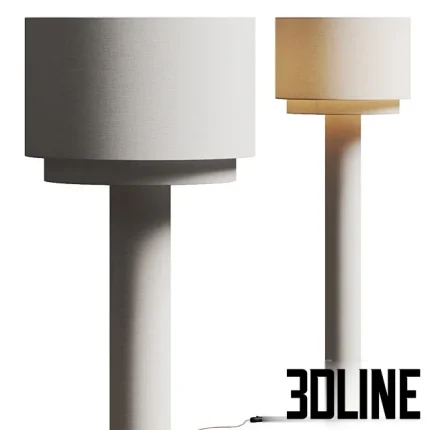 High-quality 3D model of Simone & Marcel Kolumno columnar floor lamp with layered fabric shade and minimalist base