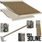 High-resolution 3D model of a sliding outdoor awning/sun canopy with durable fabric and metal frame in multiple color options
