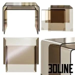 High-resolution 3D model set of two stackable tempered glass coffee tables with rounded corners for luxury modern interior