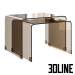 High-resolution 3D model set of two stackable tempered glass coffee tables with rounded corners for luxury modern interior