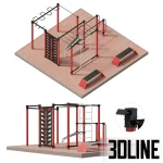 High-resolution 3D model of S-20 street sport workout equipment with pull-up bars, monkey bars, and benches for outdoor park render